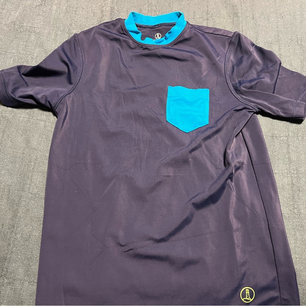 Lands End Navy and Teal Swim Rashguard
